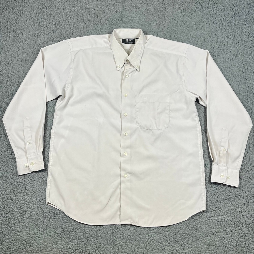 Dunhill Mens Dress Shirt 16.5 33-34 Off White Cotton Button Down Made Italy